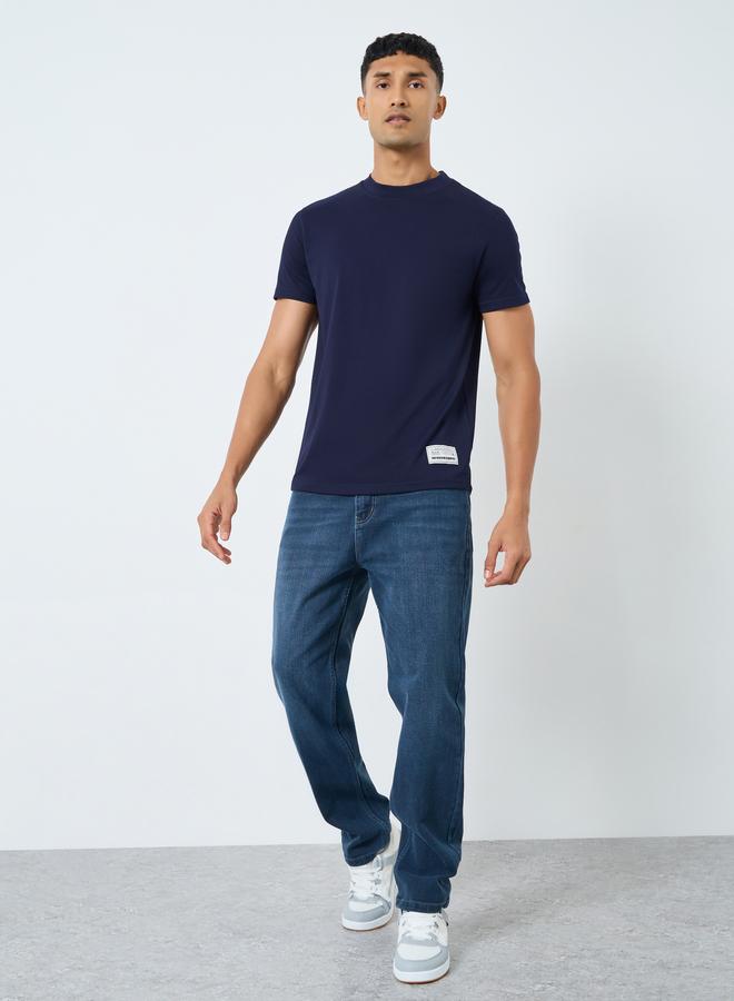 Styli Men Navy Blue Crew Neck Short Sleeve T-Shirt - Image 1